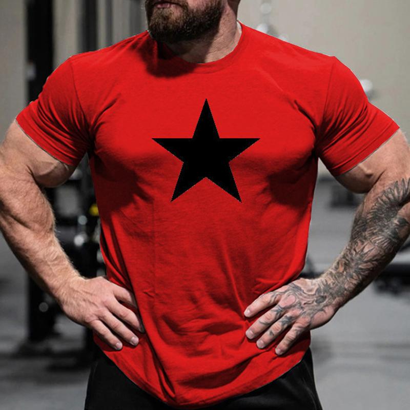 Men's Casual Round Neck Star Print Short Sleeve T-Shirt 9261137428664