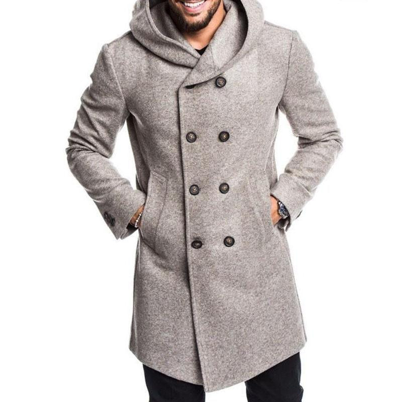 Men's Casual Hooded Double Breasted Coat 9261101744312