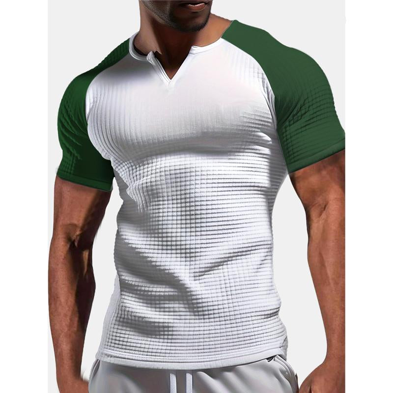Men's Raglan Sleeve Color Block Waffle Athletic Short Sleeve T-Shirt 9261793018040