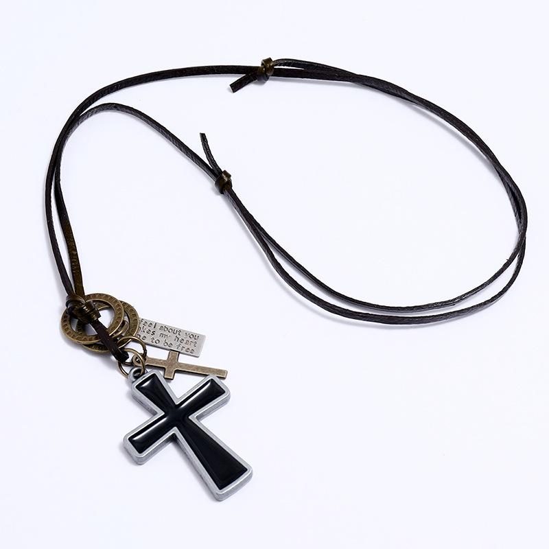 Vintage Casual Letter Cross Necklace 9274168475832