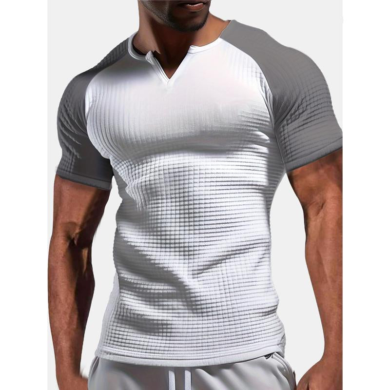 Men's Raglan Sleeve Color Block Waffle Athletic Short Sleeve T-Shirt 9261793018040