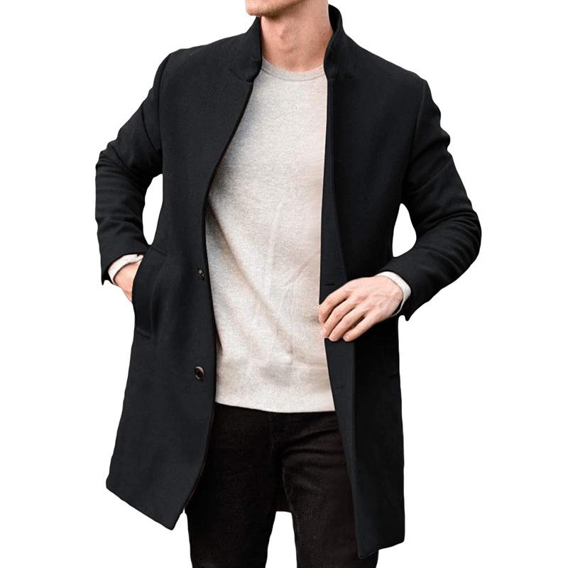 Men's Stand Collar Single Breasted Mid-length Coat 9261101842616