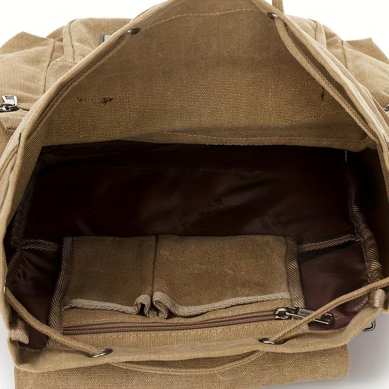 Men's Retro Outdoor Large Capacity Multi-Pocket Canvas Backpack 9262190133432