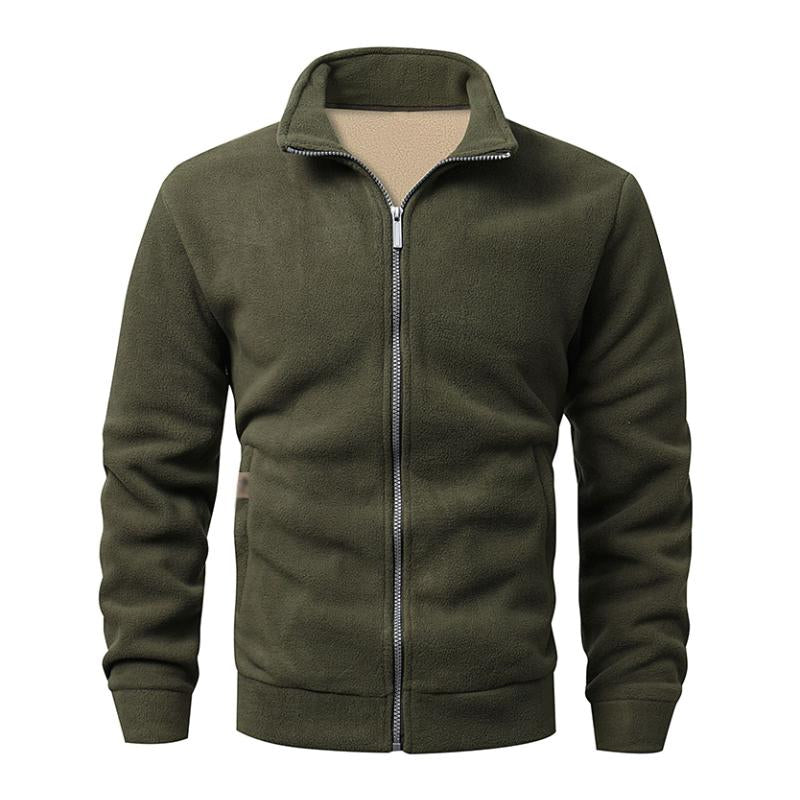 Men's Retro Casual Solid Color Polar Fleece Lapel Sweatshirt Jacket 9261094207672