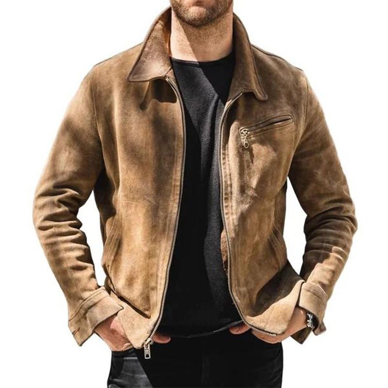 Men's Vintage Suede Lapel Jacket 9879141417144