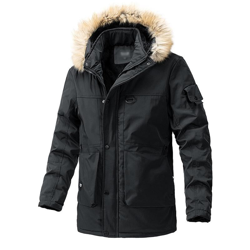 Men's Zipper Solid Color Thick Hooded Coat 9268190281912
