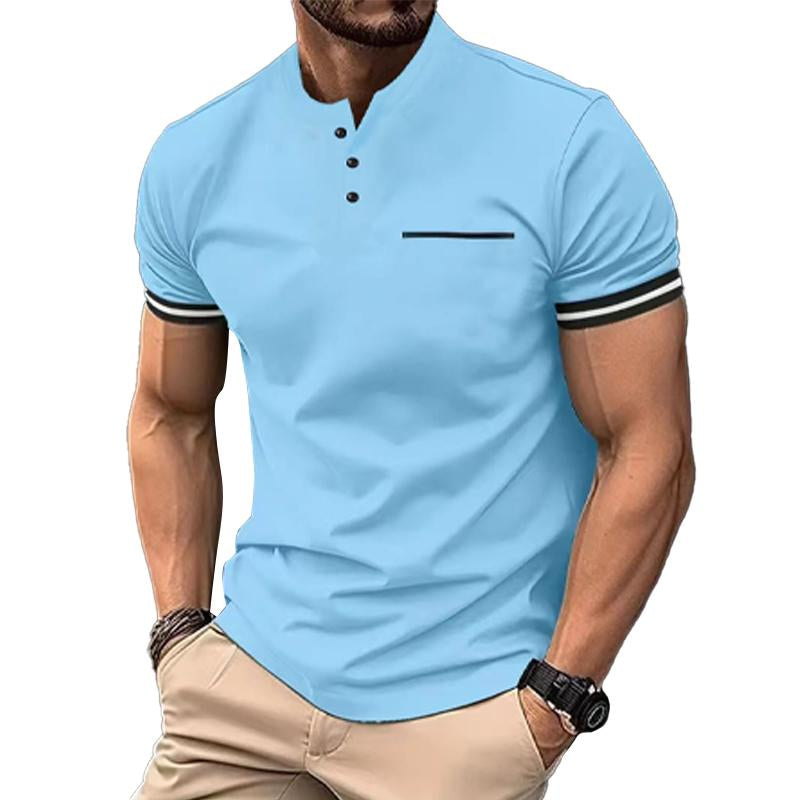 Men's Solid Button Henley Collar Short Sleeve T-Shirt 9261135364280