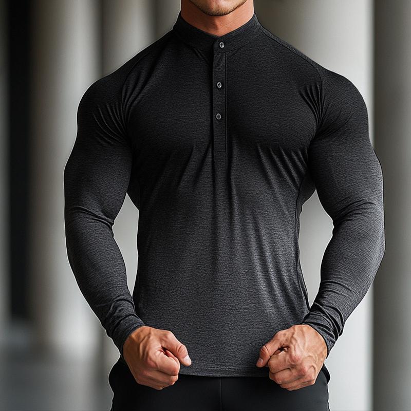 Men's Retro Casual Gradient Stand Collar Long Sleeve T-Shirt 9877926969528