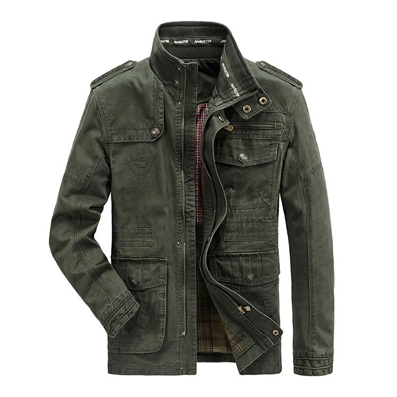 Men's Casual Cotton Stand Collar Zipper Multi-pocket Workwear Outdoor Jacket 9261082443960