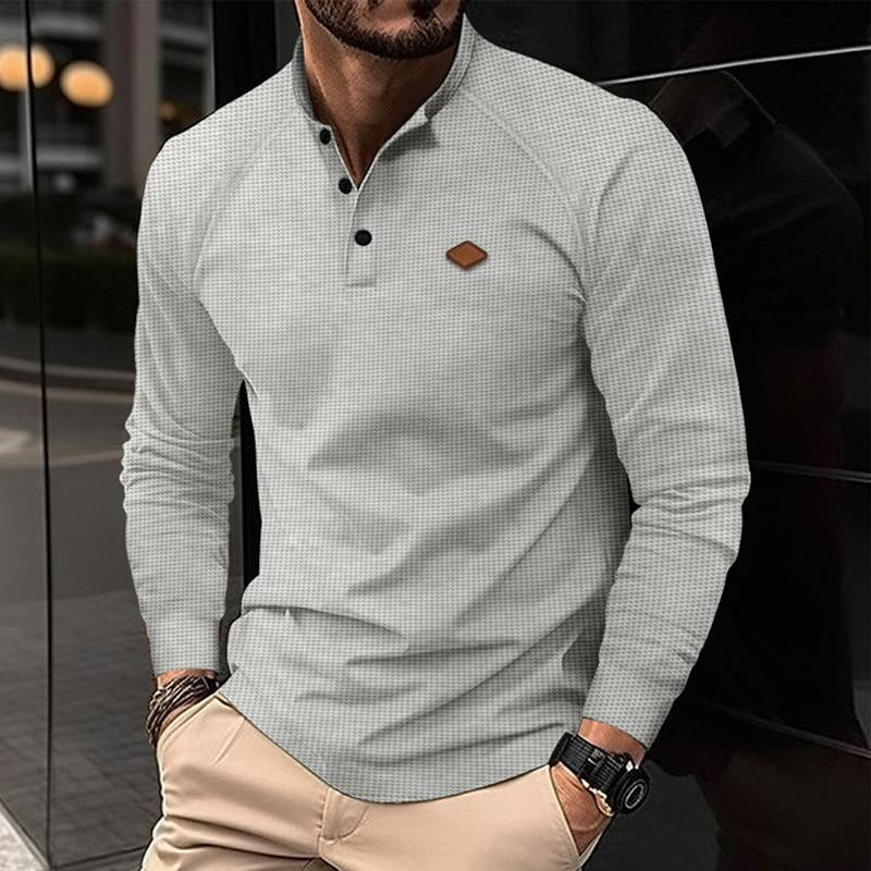 Men's Casual Waffle Henley Collar Raglan Long Sleeve T-Shirt 9261126877368