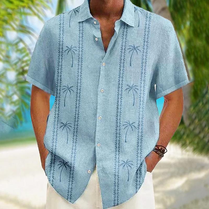 Herrenhemd mit Vintage-Hawaii-Print, kurzärmelig, 9261825982648