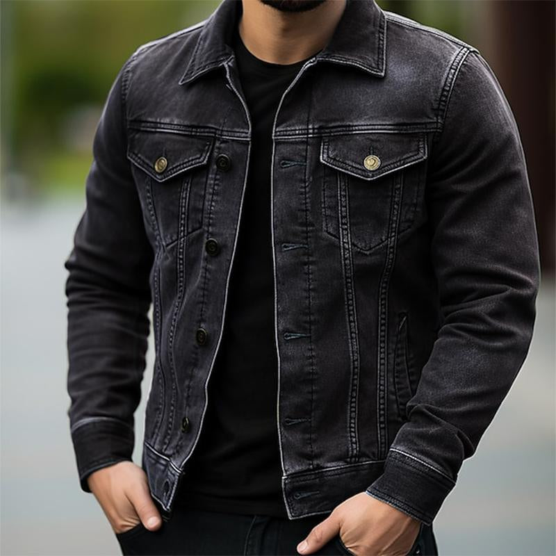 Men's Vintage Fit Lapel Single Breasted Denim Jacket 9261083689144