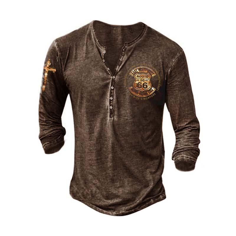 Men's Classic Casual 3D Printed V-Neck Long Sleeve T-Shirt 9271920296120