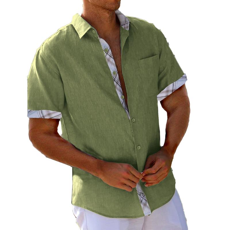 Men's Hawaiian Beach Vacation Shirt Short Sleeve Cardigan Shirt 9261781942456