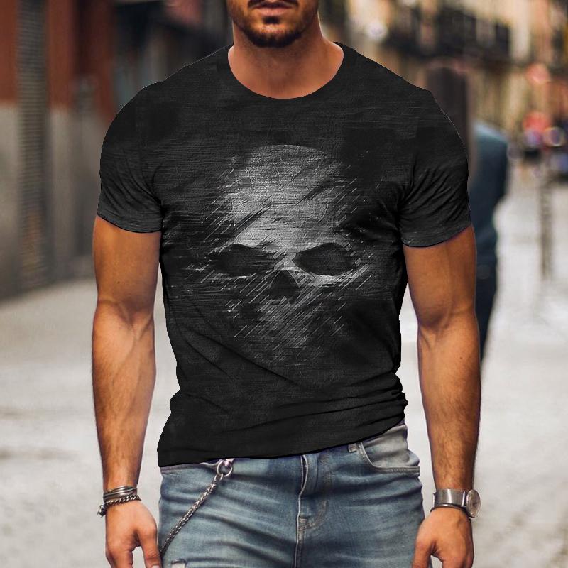 Men's Casual Skull Round Neck Short Sleeve T-Shirt 9261129892024