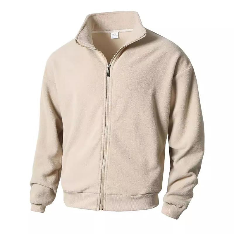 Men's Casual Solid Color Polar Fleece Stand Collar Jacket 9261093257400