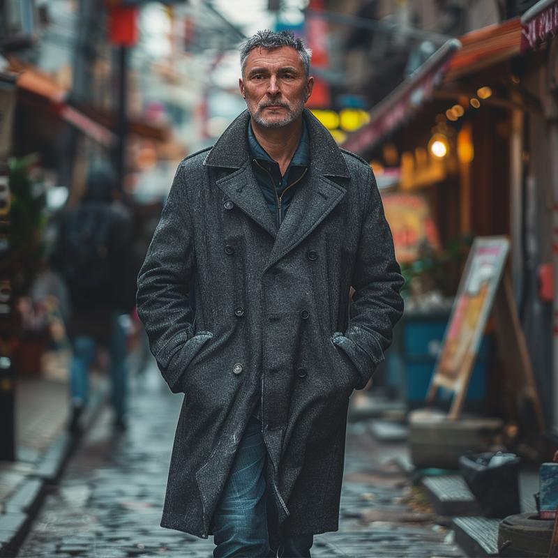 Men's Casual Loose Double-breasted Coat 9261107544248