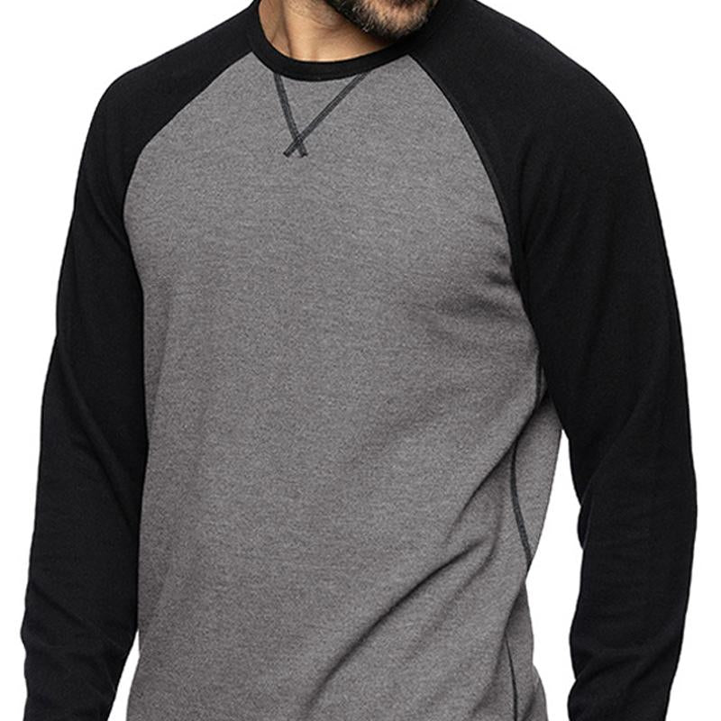 Men's Casual Round Neck Stitching Long Sleeve T-shirt 9887383584952