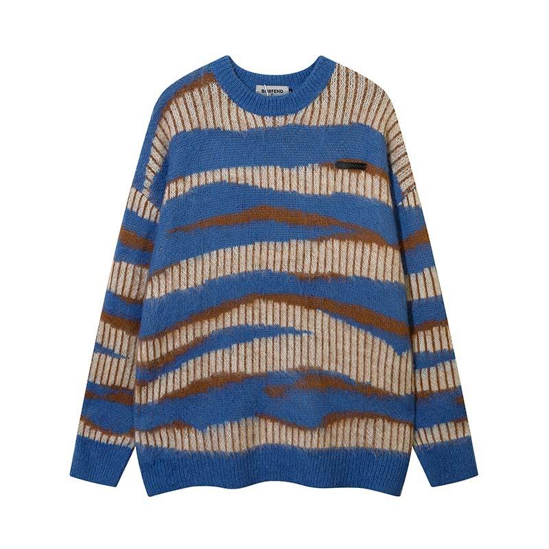 Men's Striped Colorblock Crewneck Knit Sweater 9262183776440