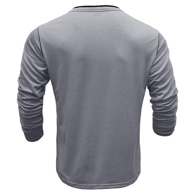 Men's Contrast Color Button Henley Neck Long Sleeve T-Shirt 9261142737080