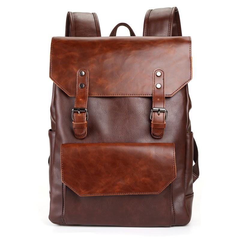 Men's Crazy Horse Leather Large Capacity Backpack 9873140220088