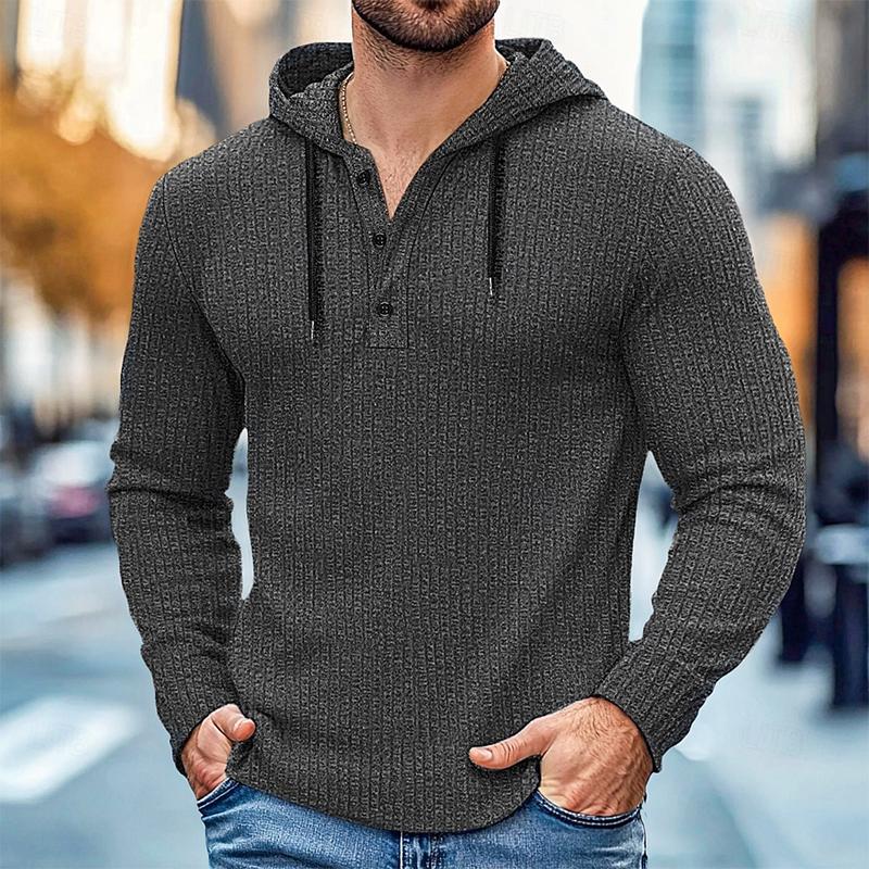 Men's Casual Striped Knit Hoodie 9887382798520