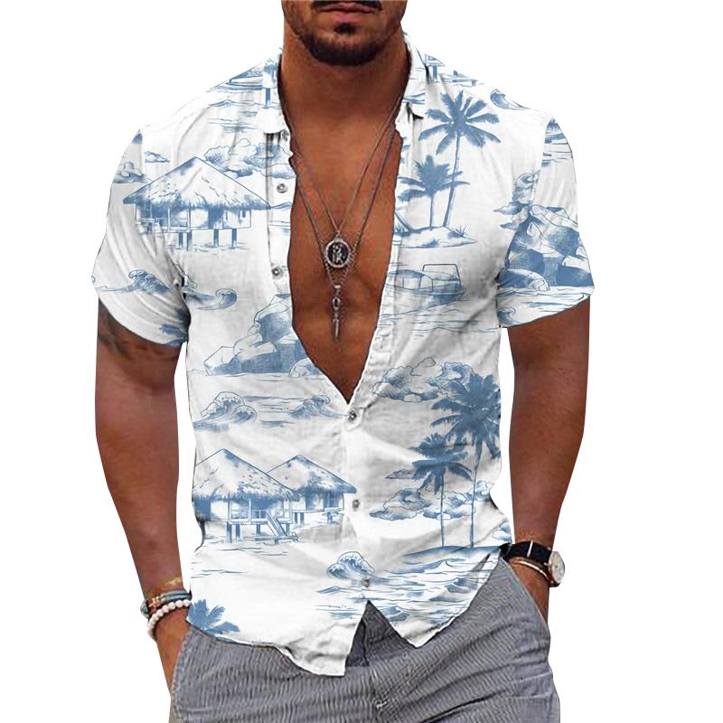 Men's Hawaiian Print Short Sleeve Shirt 9261789479096