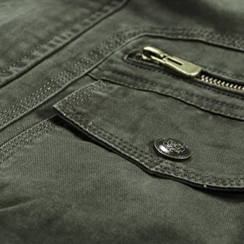 Men's Casual Cotton Stand Collar Zipper Multi-pocket Workwear Outdoor Jacket 9261082443960