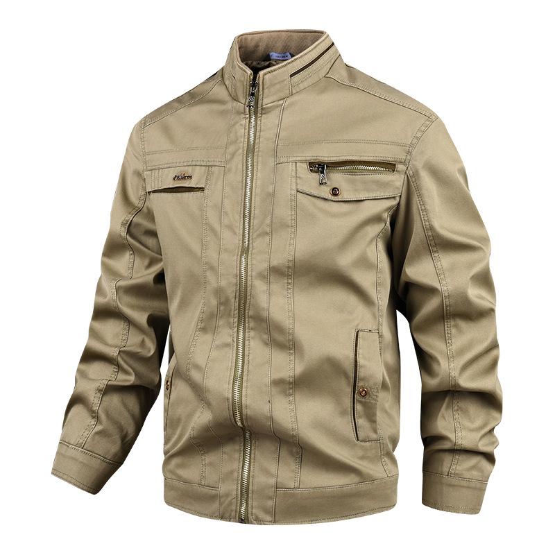 Men's Solid Color Cotton Stand Collar Casual Jacket 9261094961336