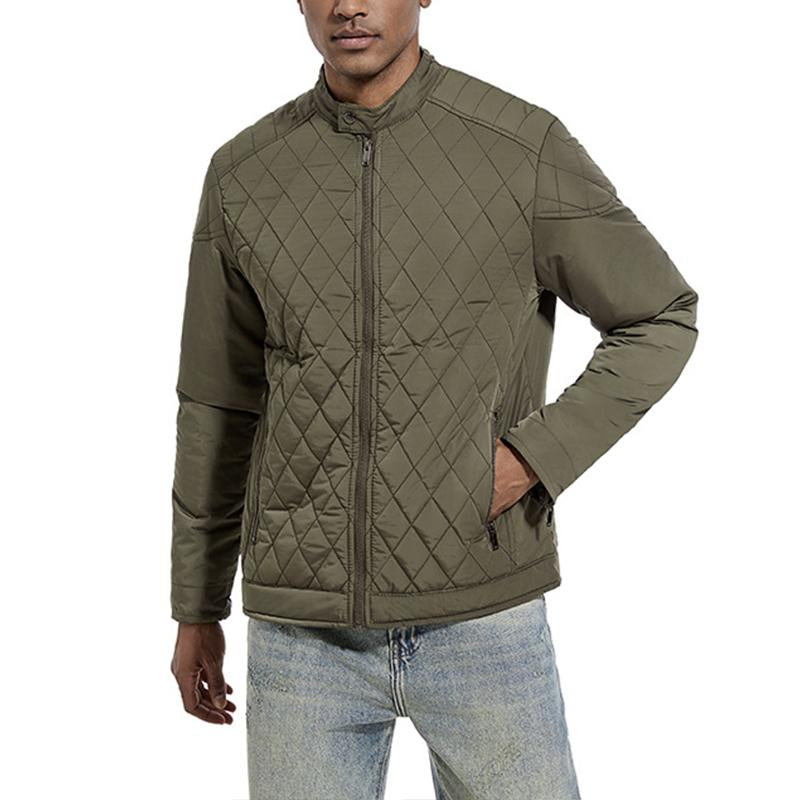 Men's Solid Quilted Padded Stand Collar Jacket 9261088669880