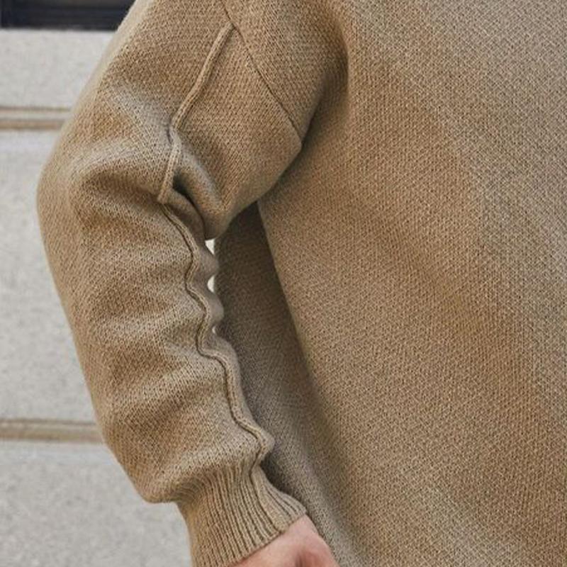 Men's Vintage Khaki Crewneck Knit Sweater 9873134944440