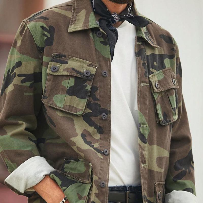 Men's Camouflage Print Long Sleeve Shirt 9880237637816