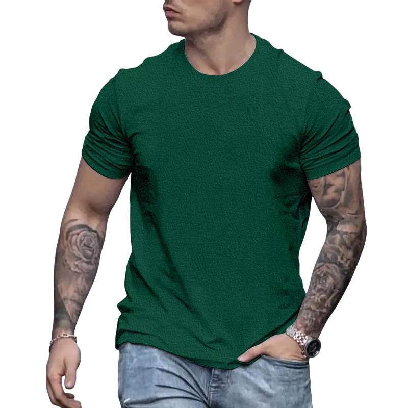 Men's Round Neck Solid Color Casual Short-sleeved T-shirt 9261141164216