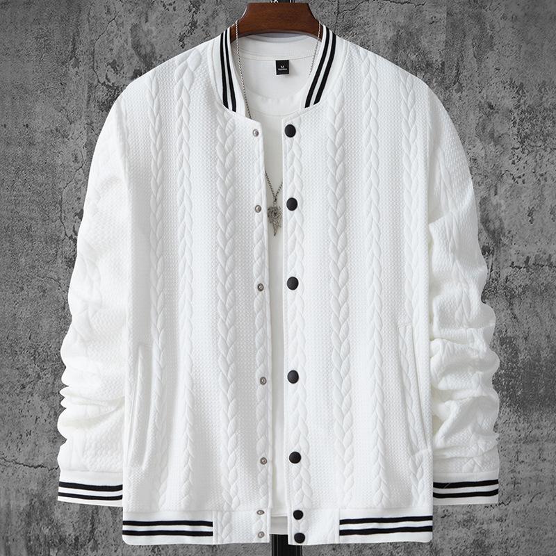 Men's Casual Stand Collar Jacquard Loose Single-breasted Baseball Jacket 9261087981752