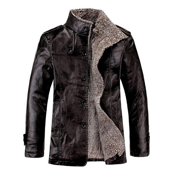 Men's Vintage Fleece Thick Leather Jacket 9261079756984