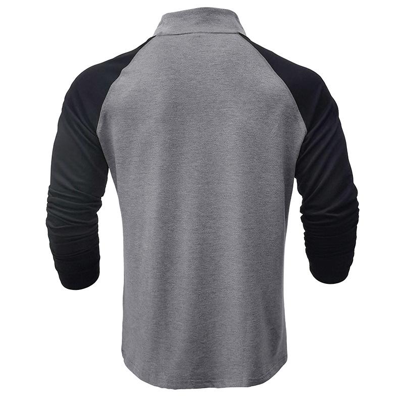 Men's Casual Half-Zip High-Neck Color Matching Raglan Sleeves T-Shirt 9268189135032