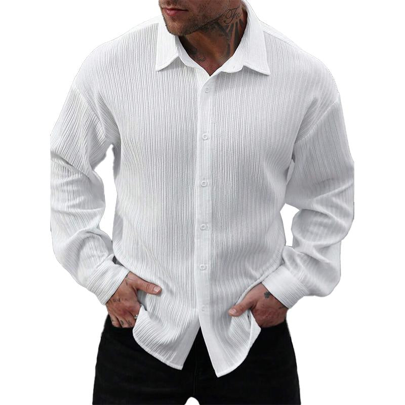 Men's Striped Textured Long Sleeve Shirt 9885321003192