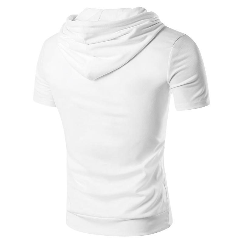 Men's Fashion Solid Loose Hooded Short Sleeve Casual T-shirt 9261131989176