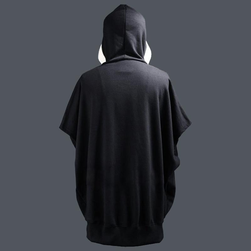 Men's Loose Color Block Hooded Short Sleeve Sweatshirt Jacket 9261079494840