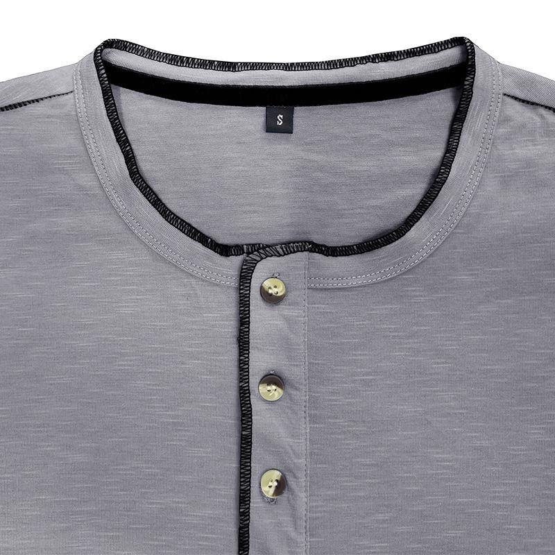 Men's Contrast Color Button Henley Neck Long Sleeve T-Shirt 9261142737080