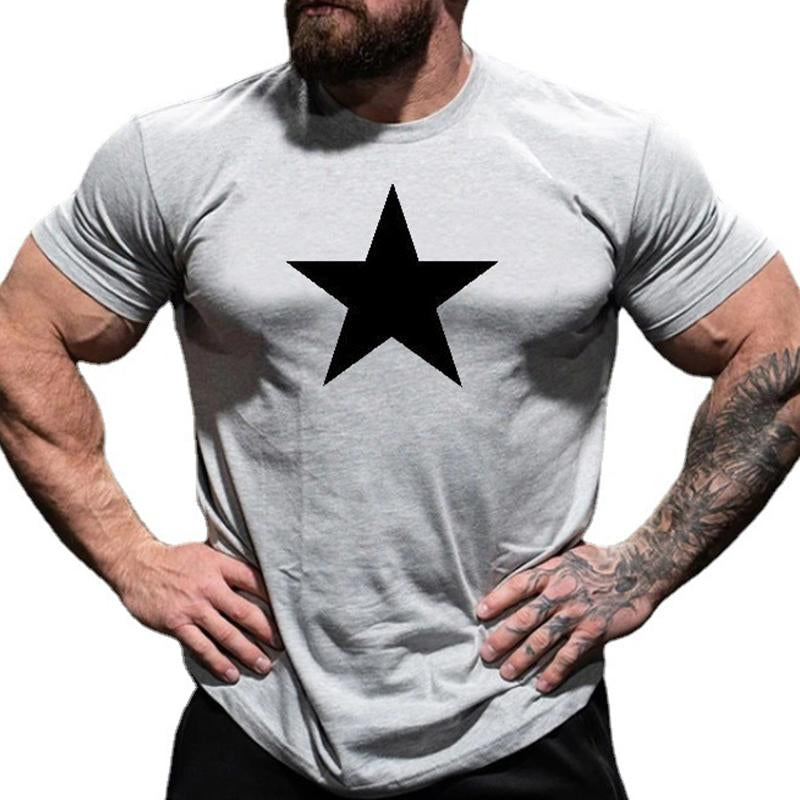 Men's Casual Round Neck Star Print Short Sleeve T-Shirt 9261137428664