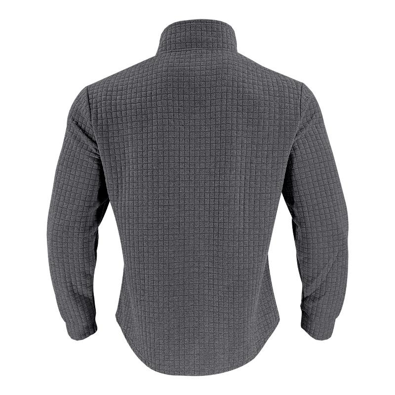 Men's Half-zip Small Square Stand Collar Long Sleeve T-shirt 9261144211640