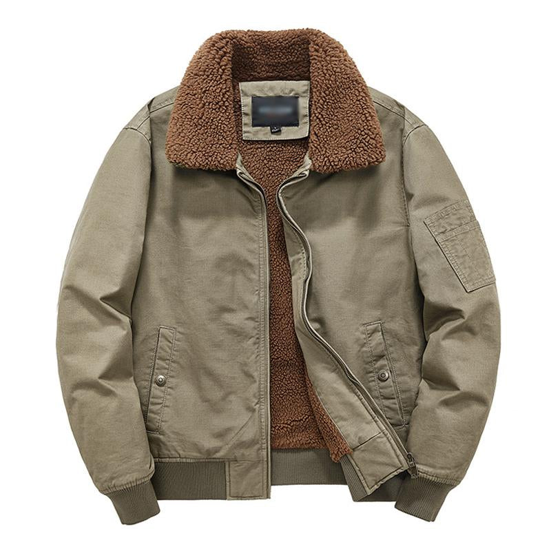 Men's Vintage Lapel Lamb Wool Thickened Warm Work Jacket 9261085098168