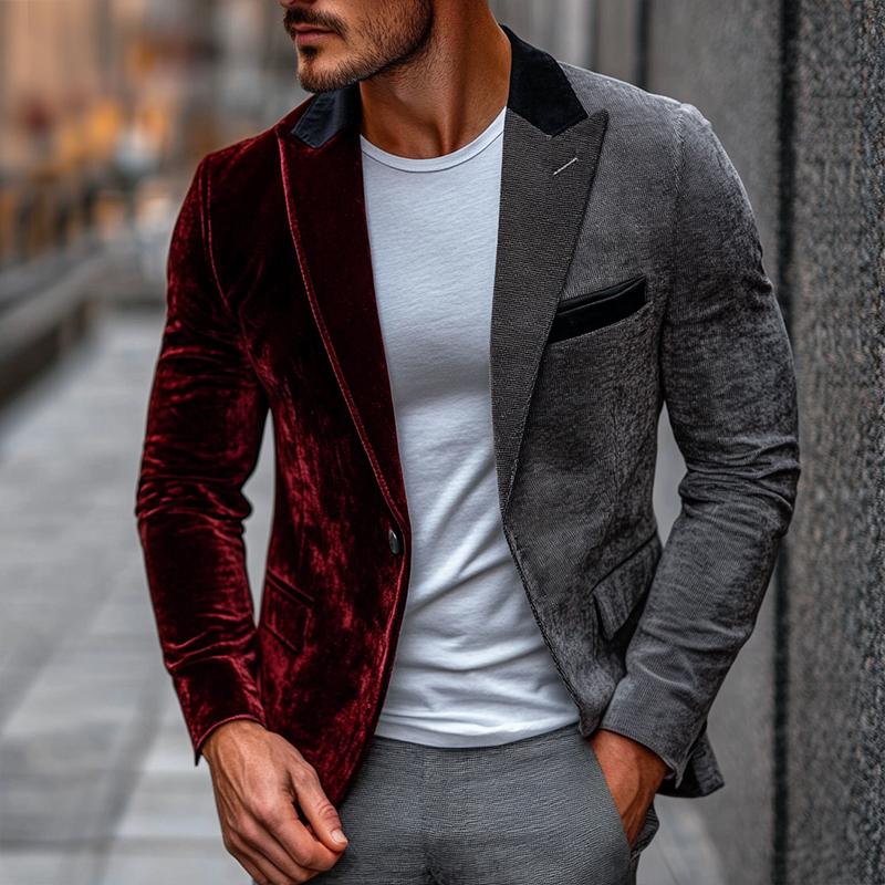 Men's Retro Casual Splicing Single Breasted Blazer 9888006701240