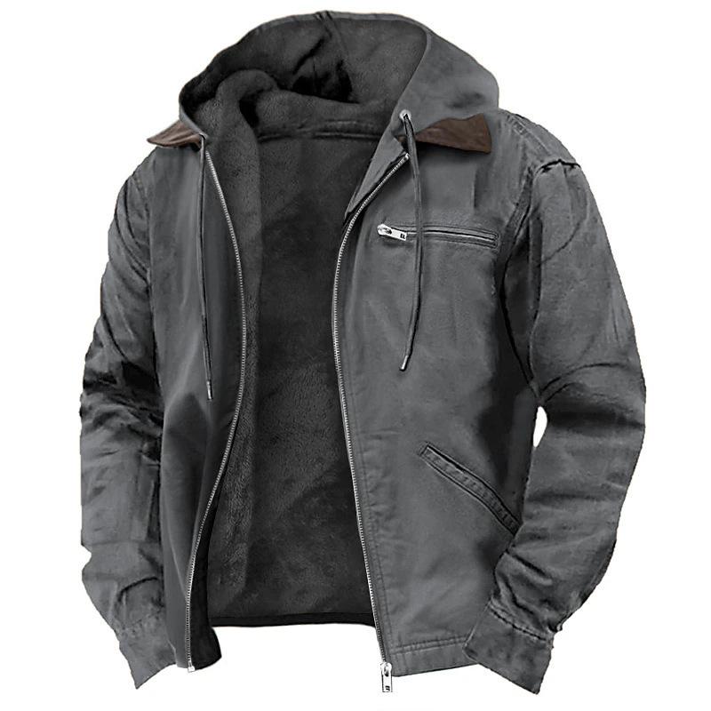 Men's Plain Hooded Zip-Up Jacket 9271924555960