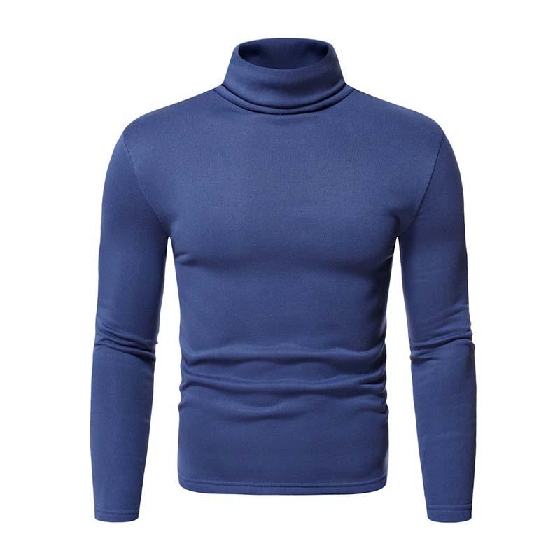 Men's Classic Casual Fleece High Collar Long Sleeve T-shirt 9261139394744