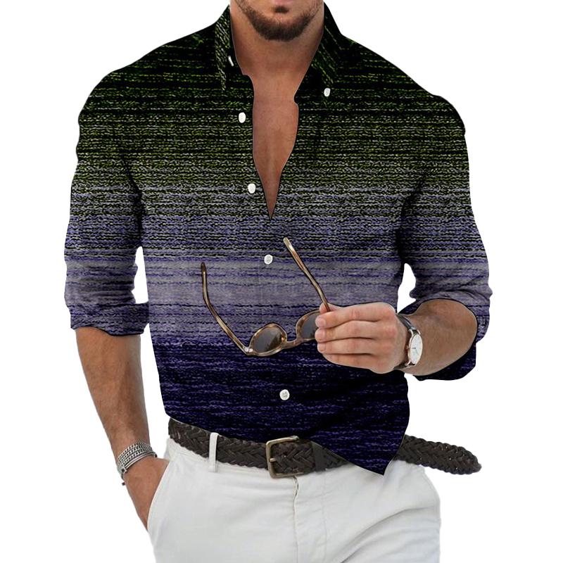 Men's Vintage Print Lapel Shirt 9261792133304