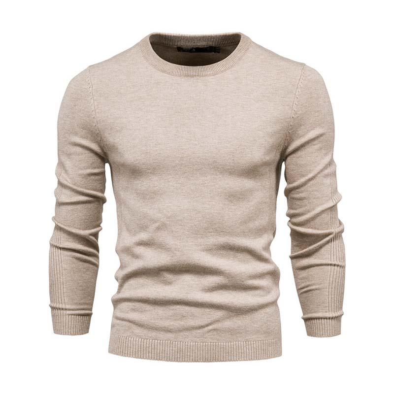 Men's Classic Casual Solid Color Round Neck Slim Sweater 9262180794552