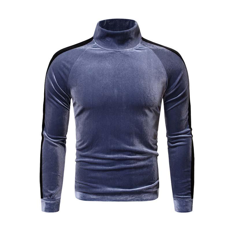 Men's Retro Classic Stand Collar Velvet Long Sleeve T-Shirt 9271920591032