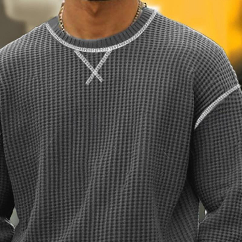 Men's Waffle Crew Neck Long Sleeve T-Shirt 9887382896824